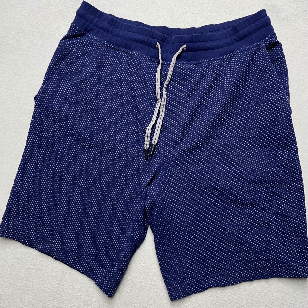 Lululemon Mens roll out Short 9" Hero Blue White Micro Dot Drawstring Large